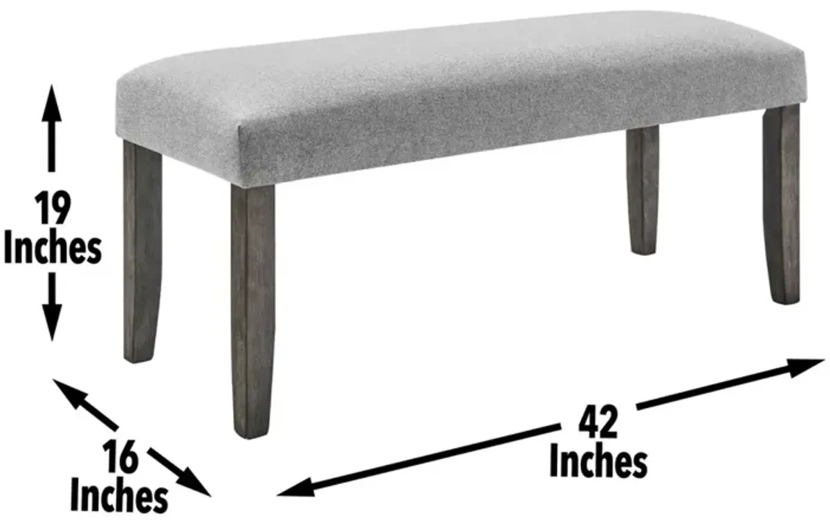 Steve Silver Emily Grey Backless Bench In Mossy Grey Finish