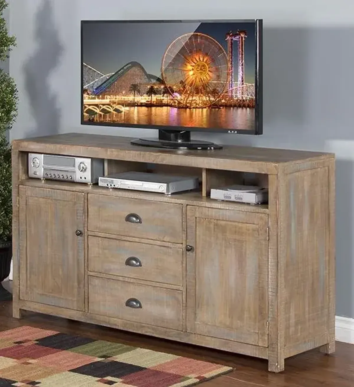 Sunny Designs Durango Weathered Brown 66 Inch TV Stand Console