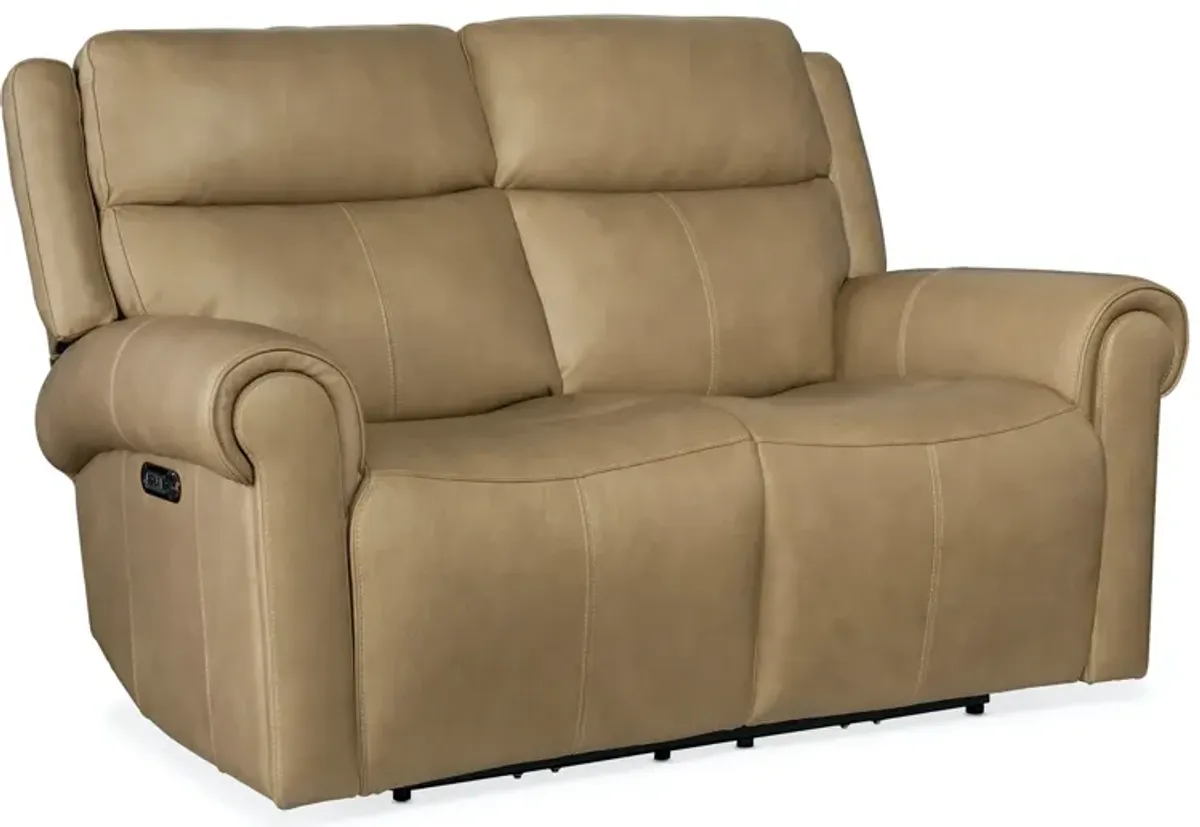 Hooker Furniture Oberon Caruso Sand Leather Zero Gravity Power Leather Loveseat with Power Headrest