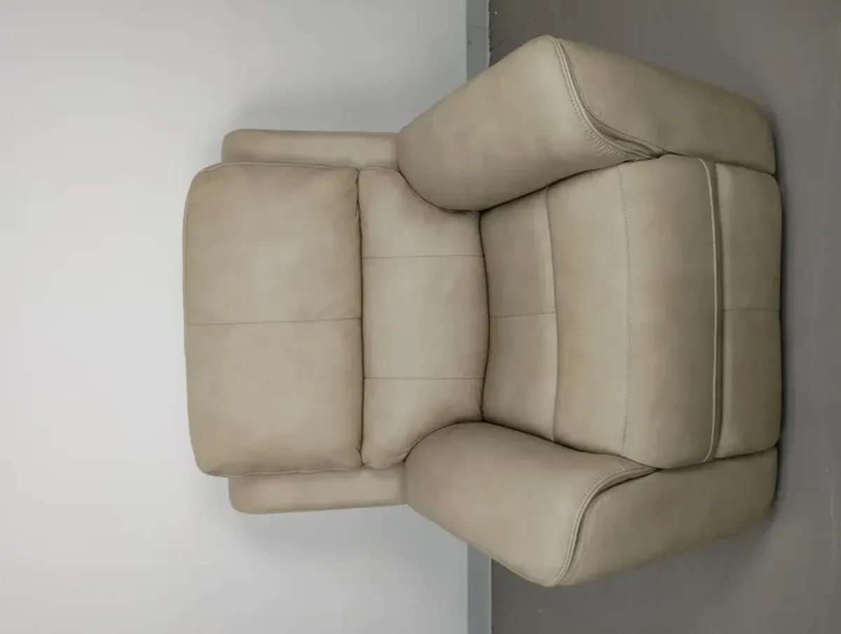 Flexsteel Henry Beige Leather Power Recliner with Power Headrest & Lumbar