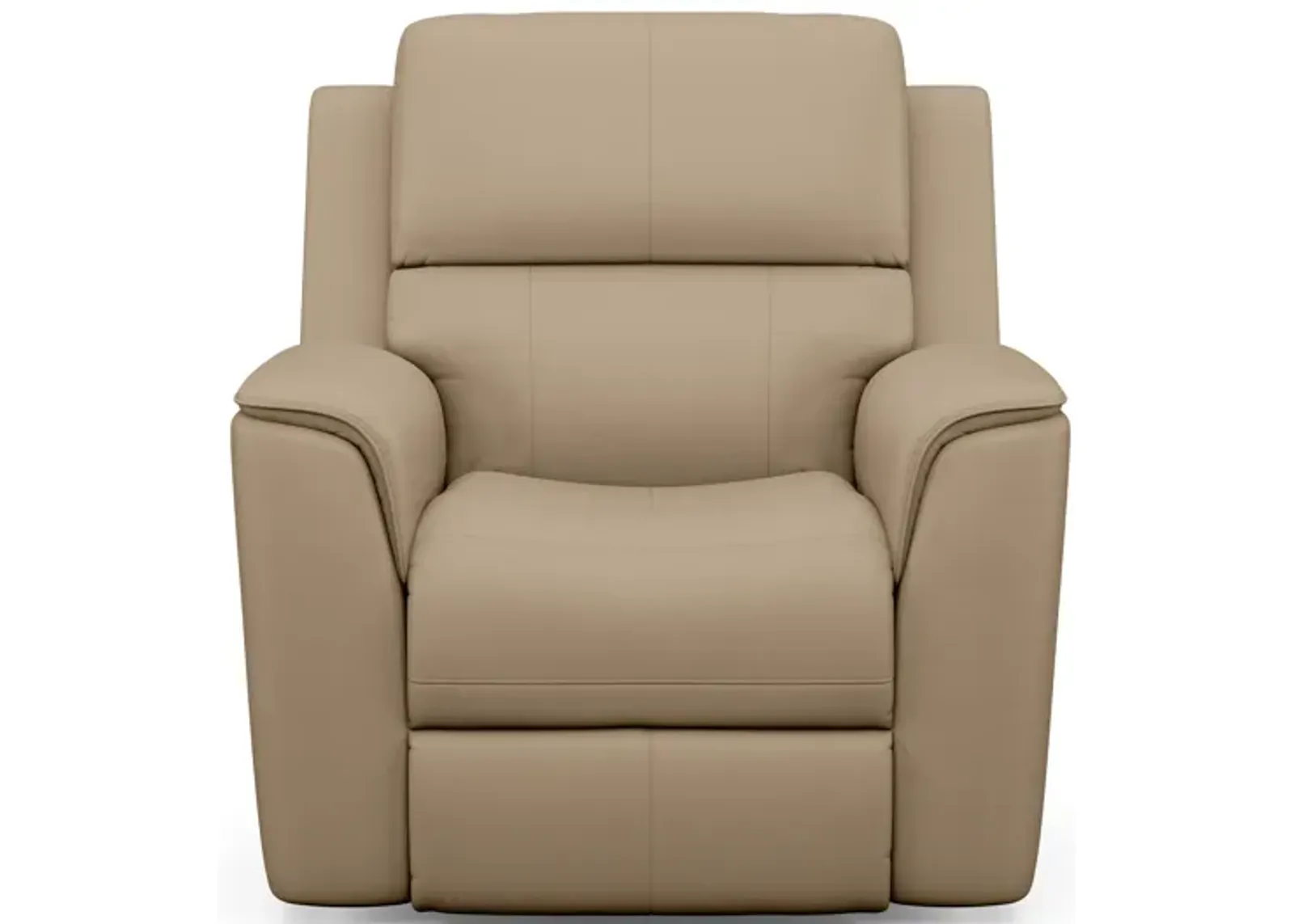 Flexsteel Henry Beige Leather Power Recliner with Power Headrest & Lumbar