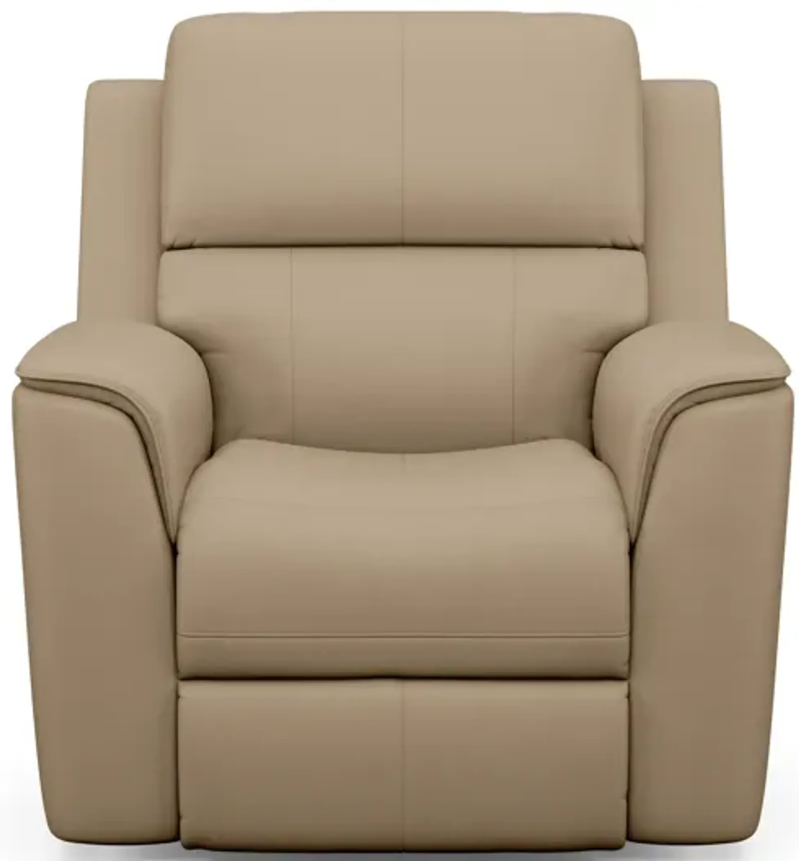 Flexsteel Henry Beige Leather Power Recliner with Power Headrest & Lumbar