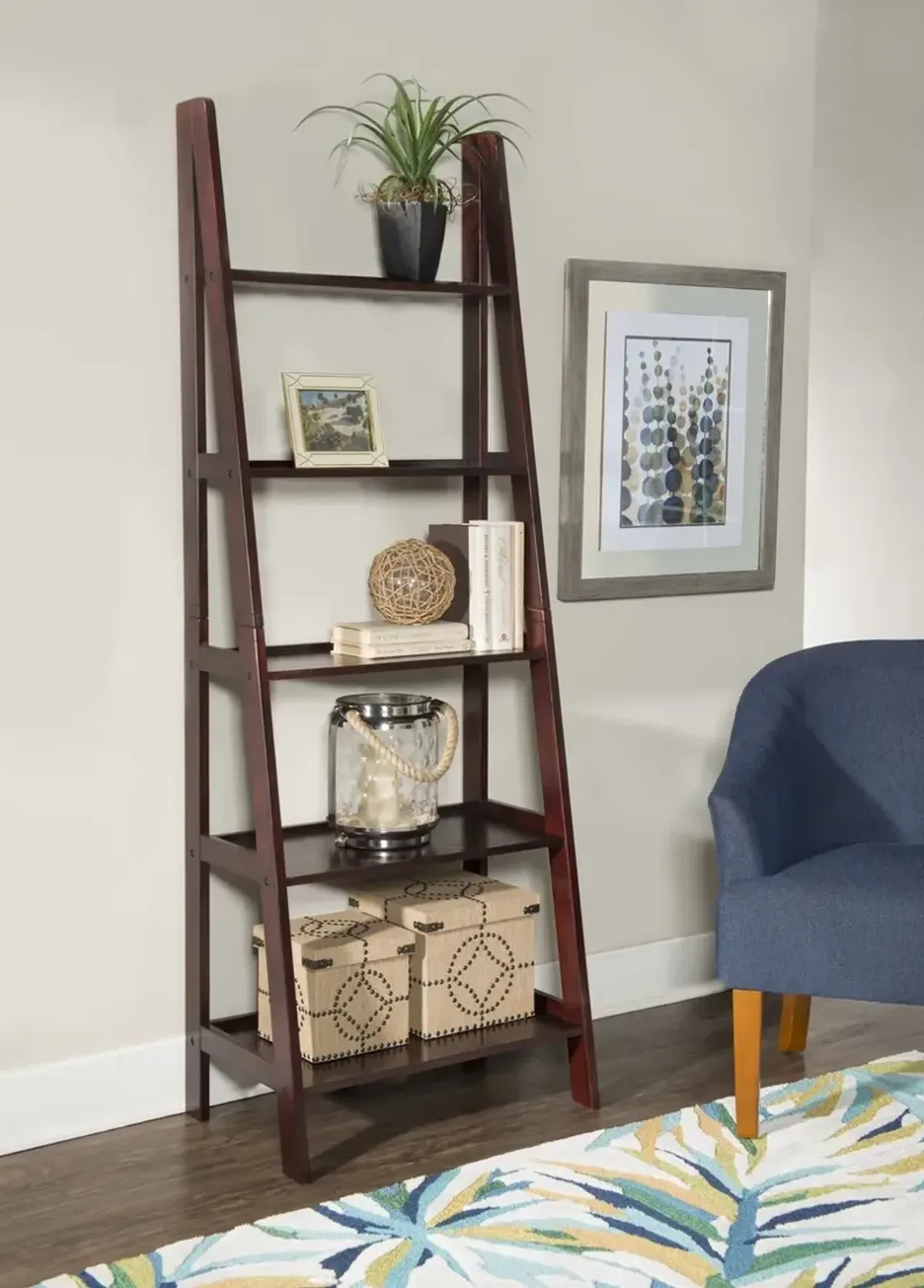 Linon Acadia Ladder Bookshelf Espresso