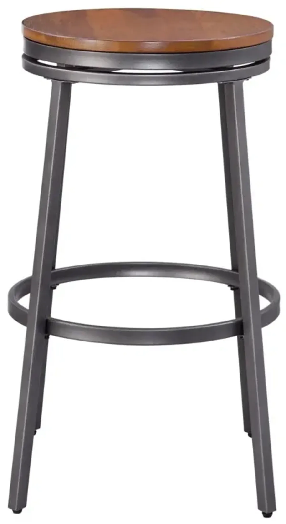 American Woodcrafters Stockton Backless Metal Framed Barstool in Slate Grey with Golden Oak Seat