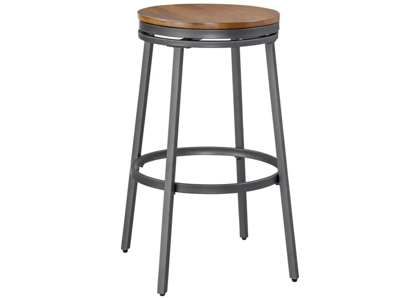 American Woodcrafters Stockton Backless Metal Framed Barstool in Slate Grey with Golden Oak Seat