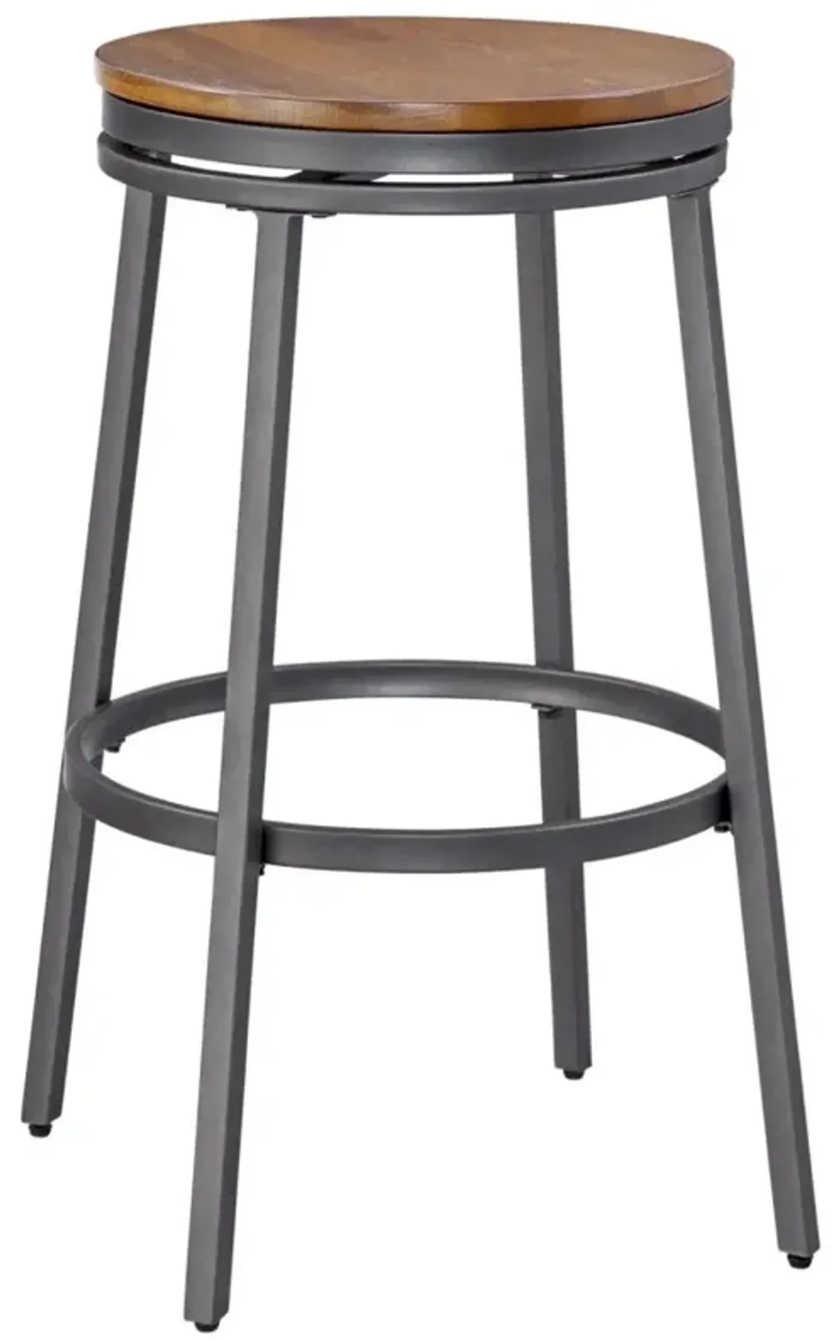 American Woodcrafters Stockton Backless Metal Framed Barstool in Slate Grey with Golden Oak Seat