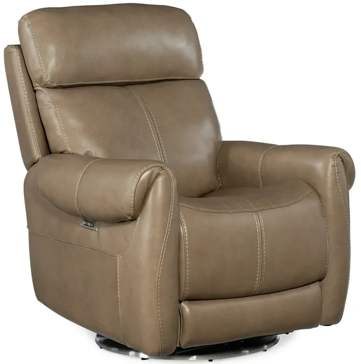 Hooker Furniture Sterling Pesaro Clay Swivel Power Leather Recliner with Power Headrest