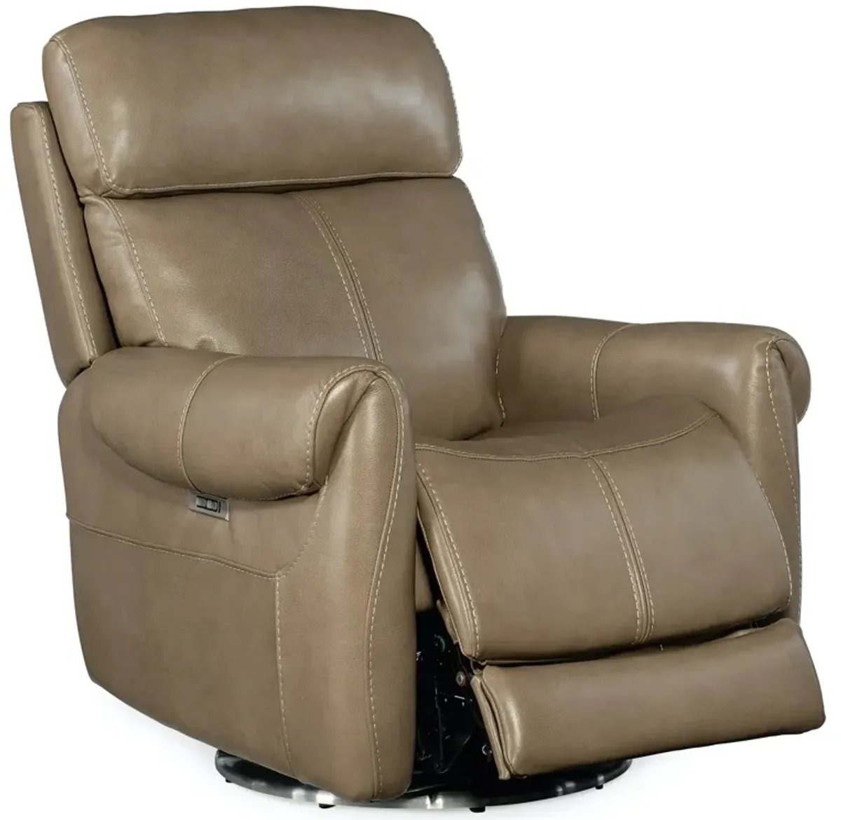 Hooker Furniture Sterling Pesaro Clay Swivel Power Leather Recliner with Power Headrest