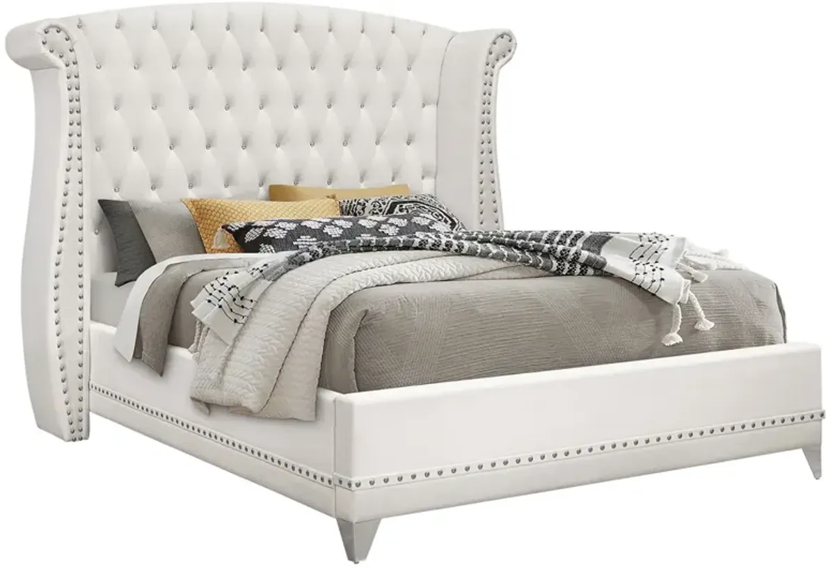 Coaster Barzini Upholstered King Wingback Bed White