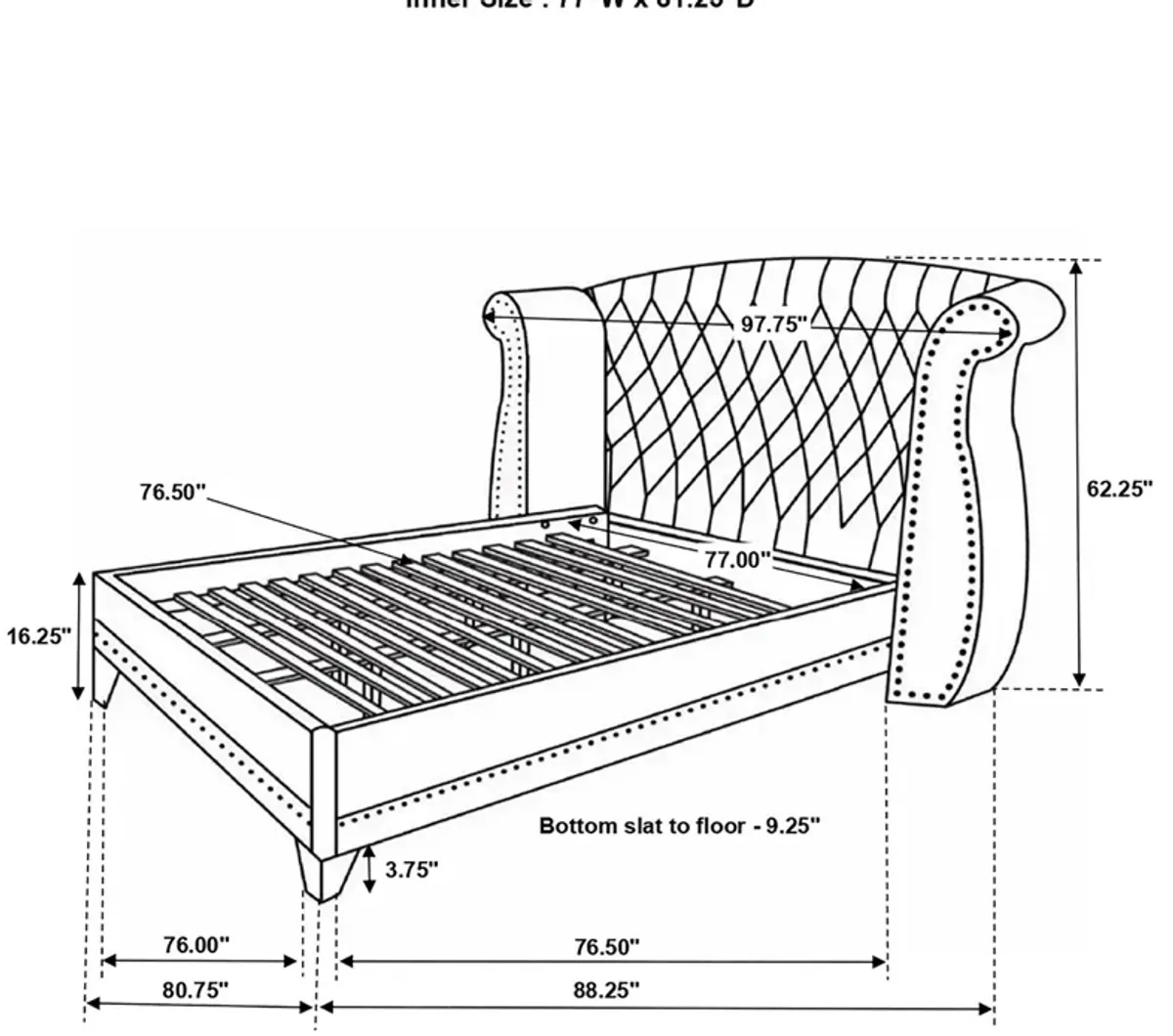 Coaster Barzini Upholstered King Wingback Bed White