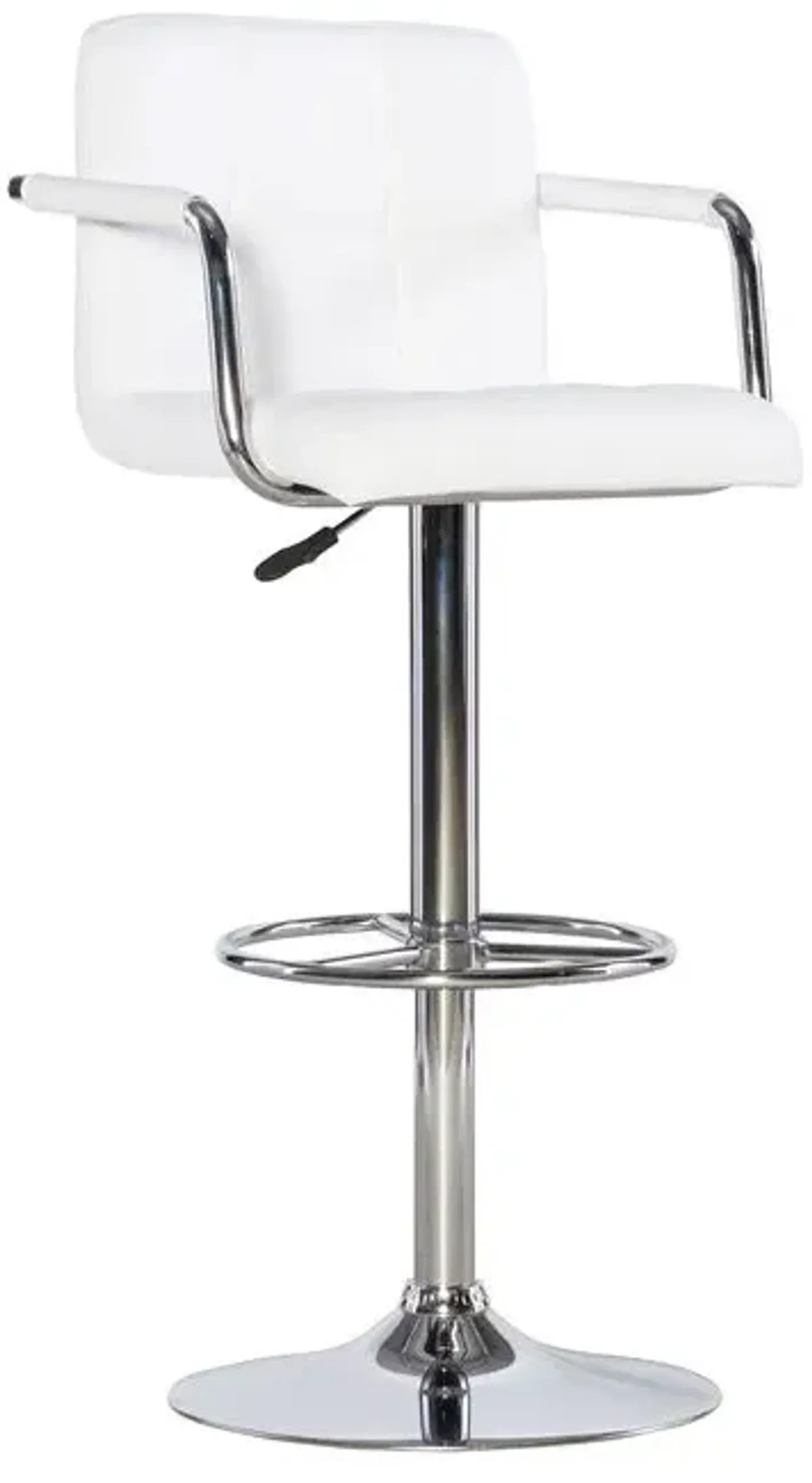 Powell White & Chrome Quilted Bar Stool