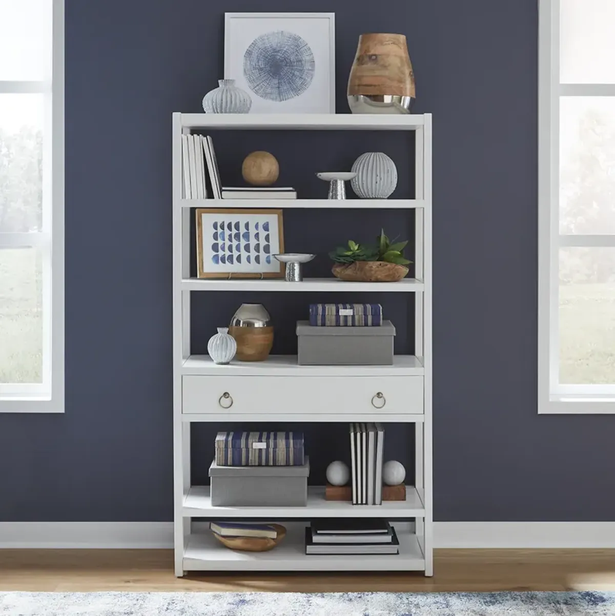 Liberty Furniture Wire Brushed White Accent Bookcase East End