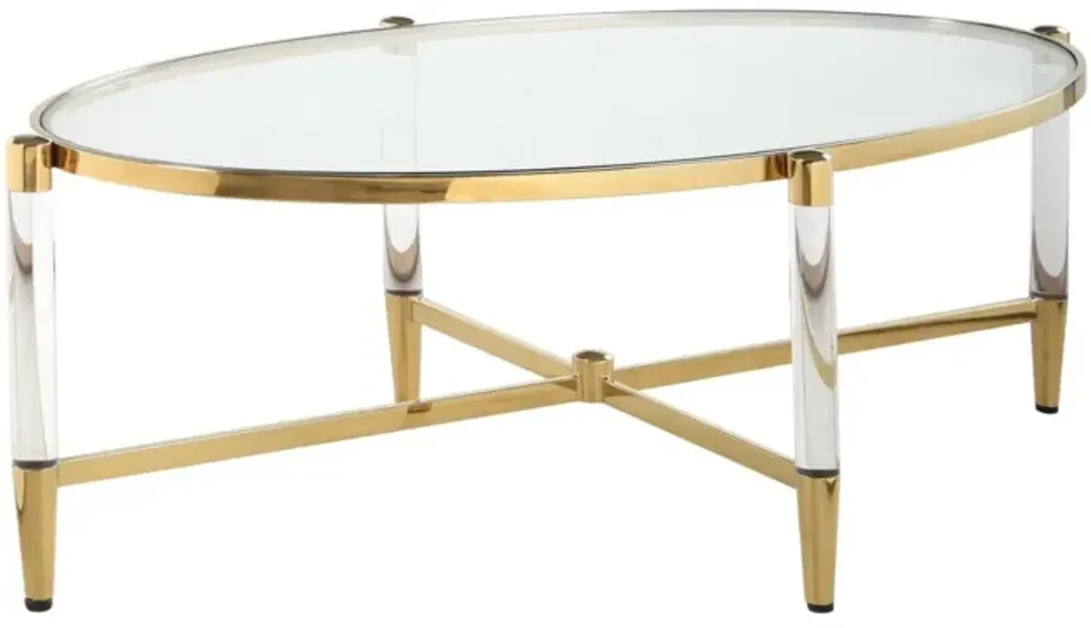 Chintaly Denali Oval Tempered Glass Cocktail Table