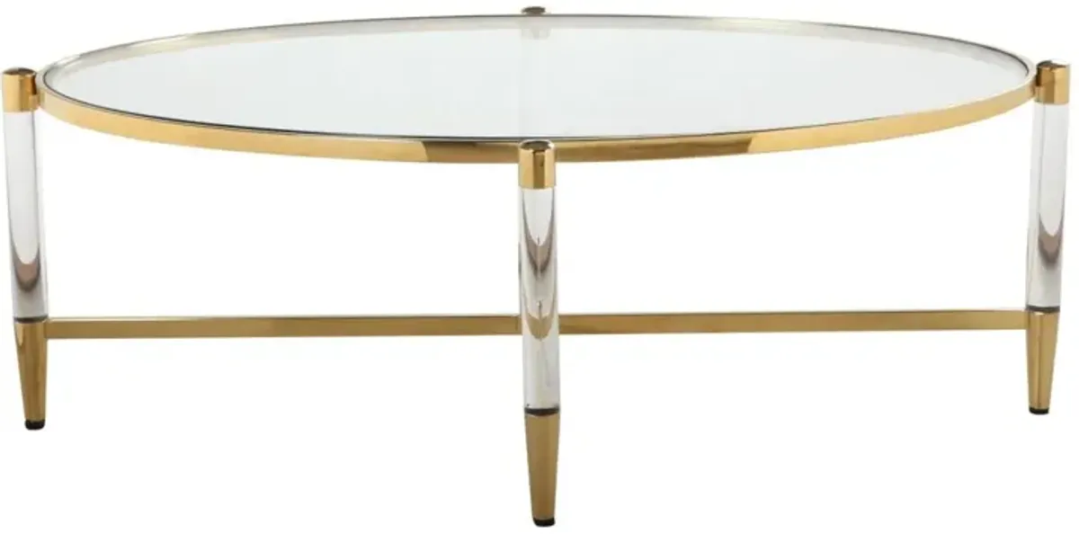 Chintaly Denali Oval Tempered Glass Cocktail Table