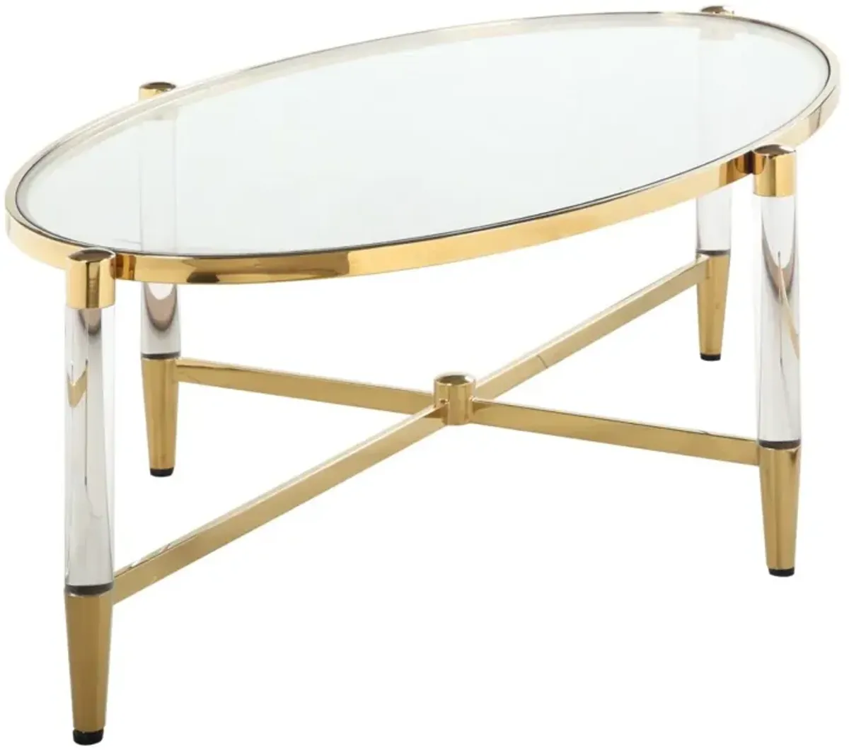 Chintaly Denali Oval Tempered Glass Cocktail Table