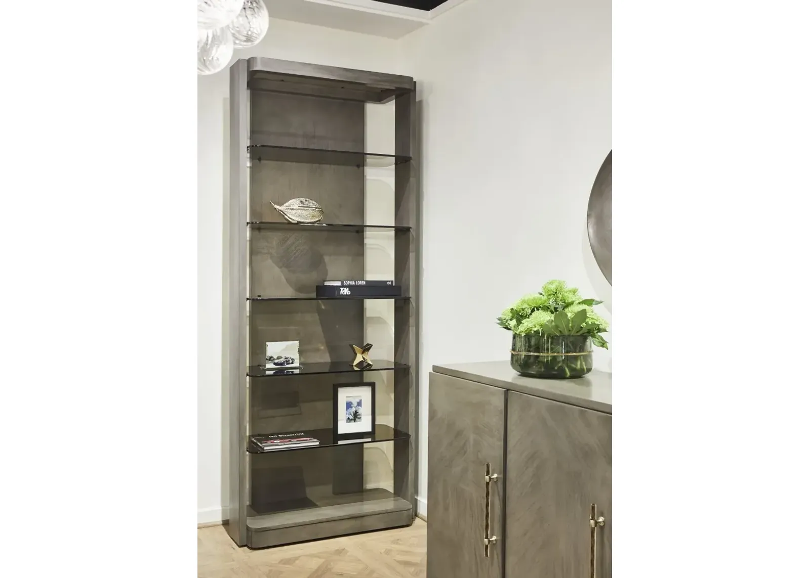 Casa Inspirata Madras Bookcase in Argento Medium Grey Wood Finish