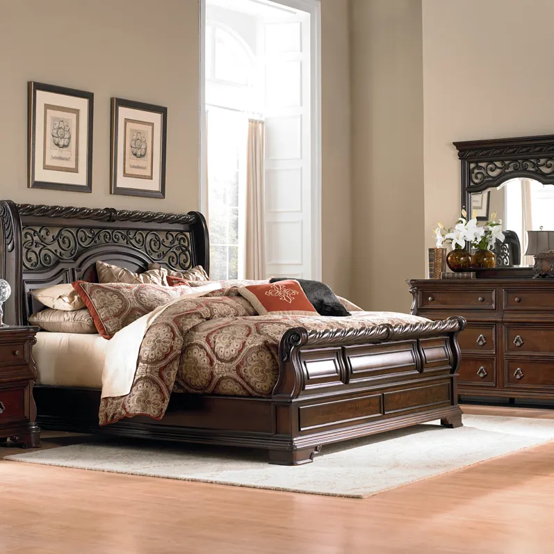 KING SLEIGH BED DRESSER & MIRROR - ARBOR PLACE