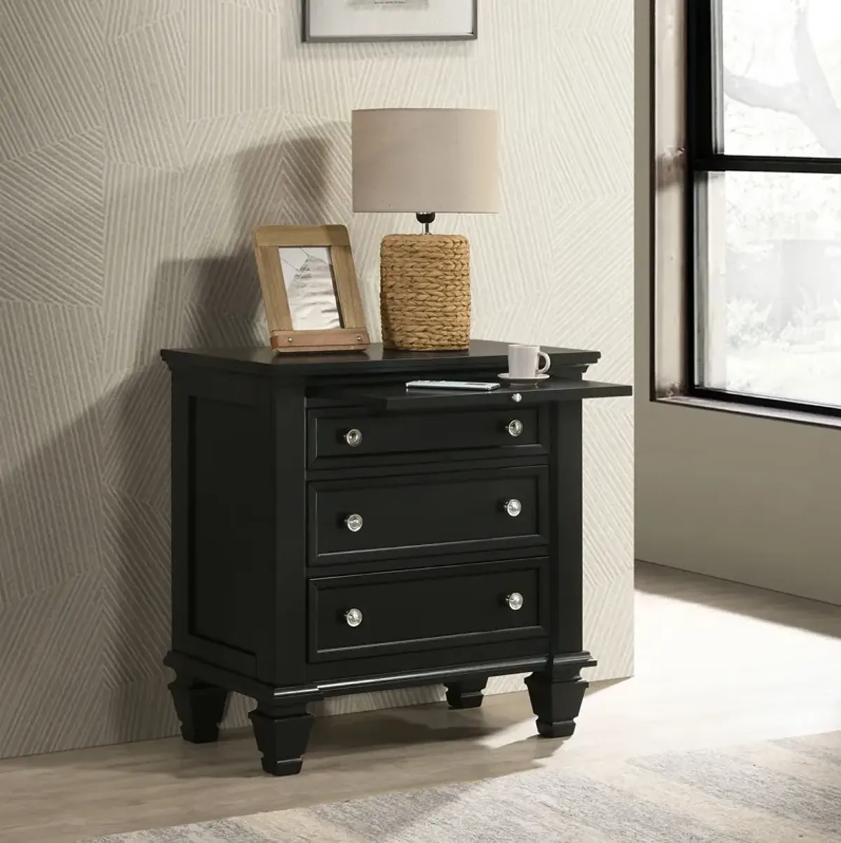 Coaster Sandy Beach 3-Drawer Nightstand Black