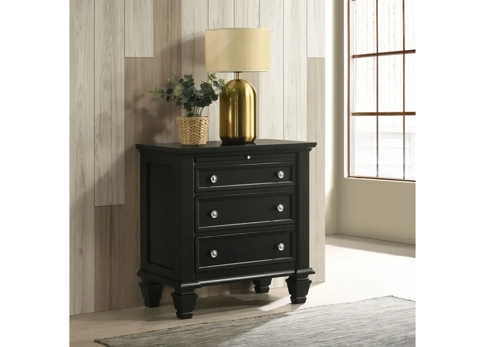 Coaster Sandy Beach 3-Drawer Nightstand Black