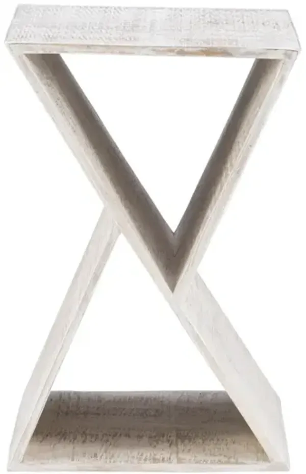 Powell Trevor Triangle Side Table Whitewash
