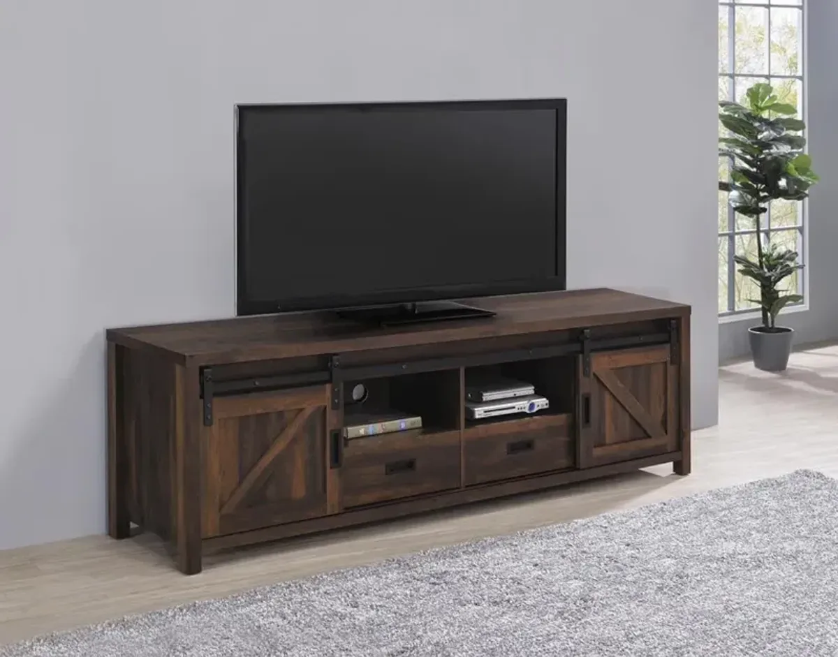 Coaster Madra 2-Door Engineered Wood 79 Inch TV Stand Dark Pine