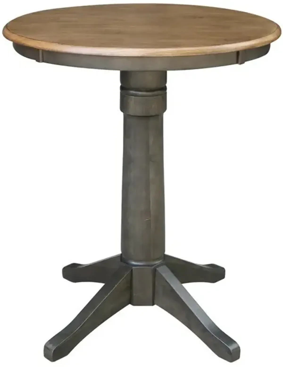 DINING ESSENTIALS 30" ROUND TABLE TOP WITH 36" TRANSITIONAL PEDESTAL BASE WITH EXTENSION IN HICKORY/COAL