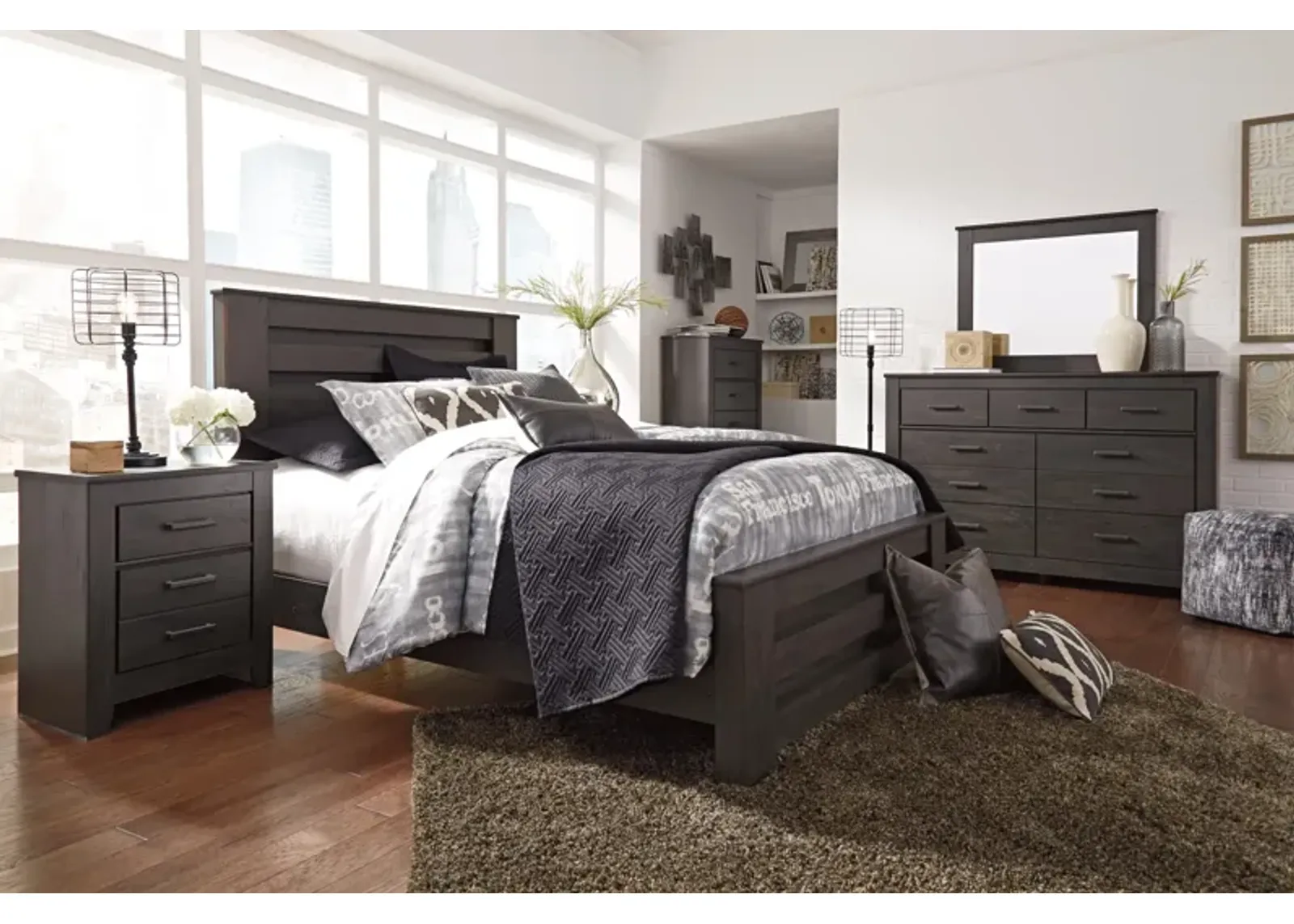 Ashley Brinxton Charcoal Queen Panel Bed