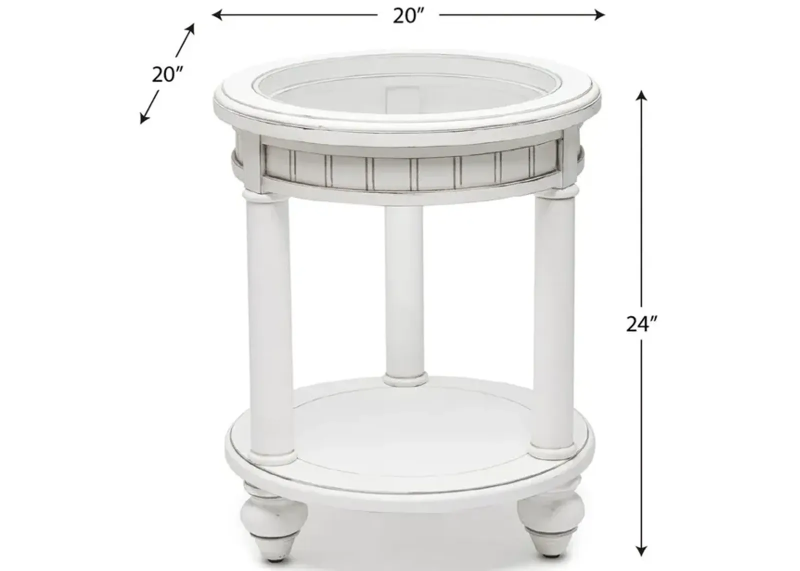 Seawinds Monaco Round End Table with Anchor Insert Blanc Finish