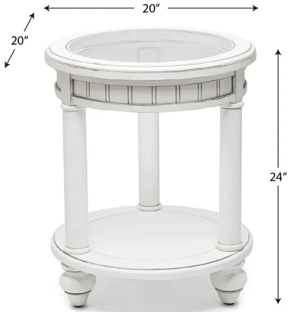 Seawinds Monaco Round End Table with Anchor Insert Blanc Finish