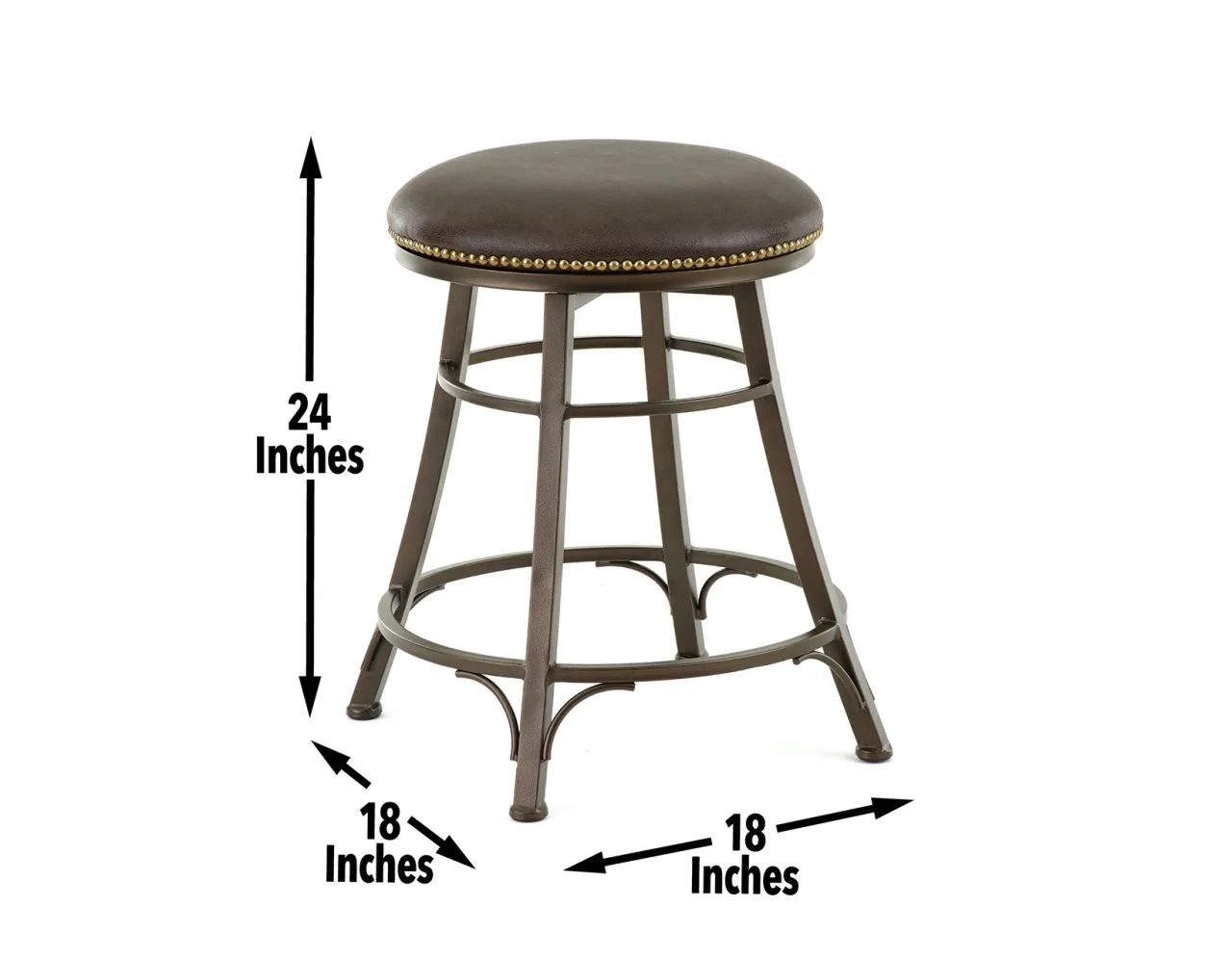 BALI 24 INCH BACKLESS COUNTER HEIGHT STOOL SWIVEL GRAY