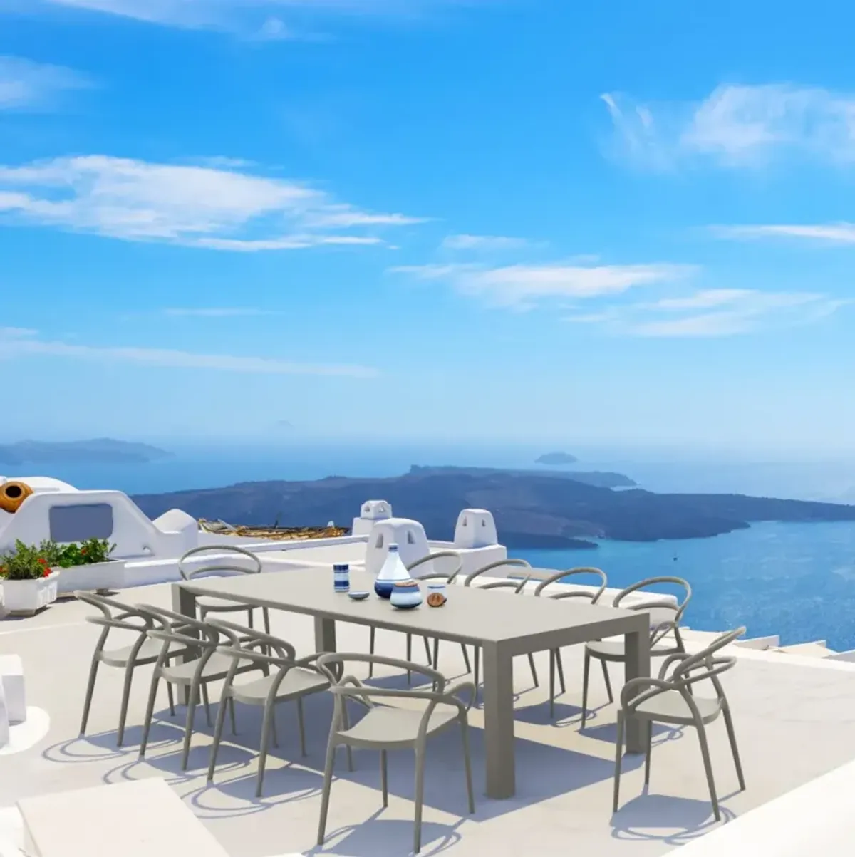 Compamia Mila Extendable Outdoor Dining Set 11-Piece Taupe
