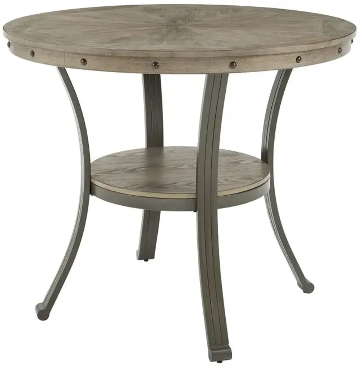 Powell 42 Inch Franklin Gathering Counter-Height Round Pub Table Pewter