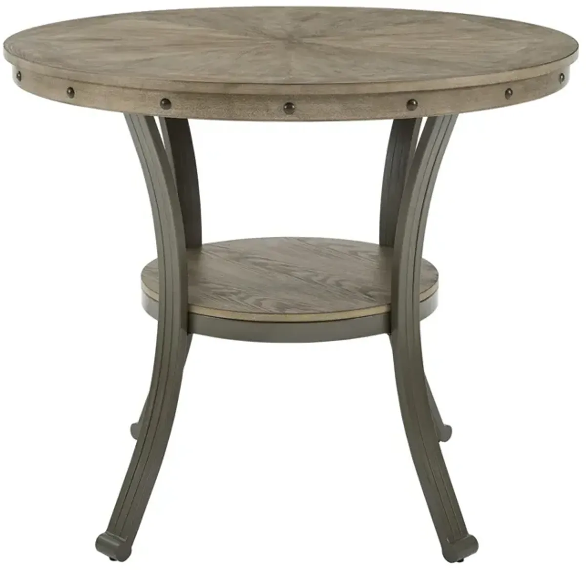 Powell 42 Inch Franklin Gathering Counter-Height Round Pub Table Pewter