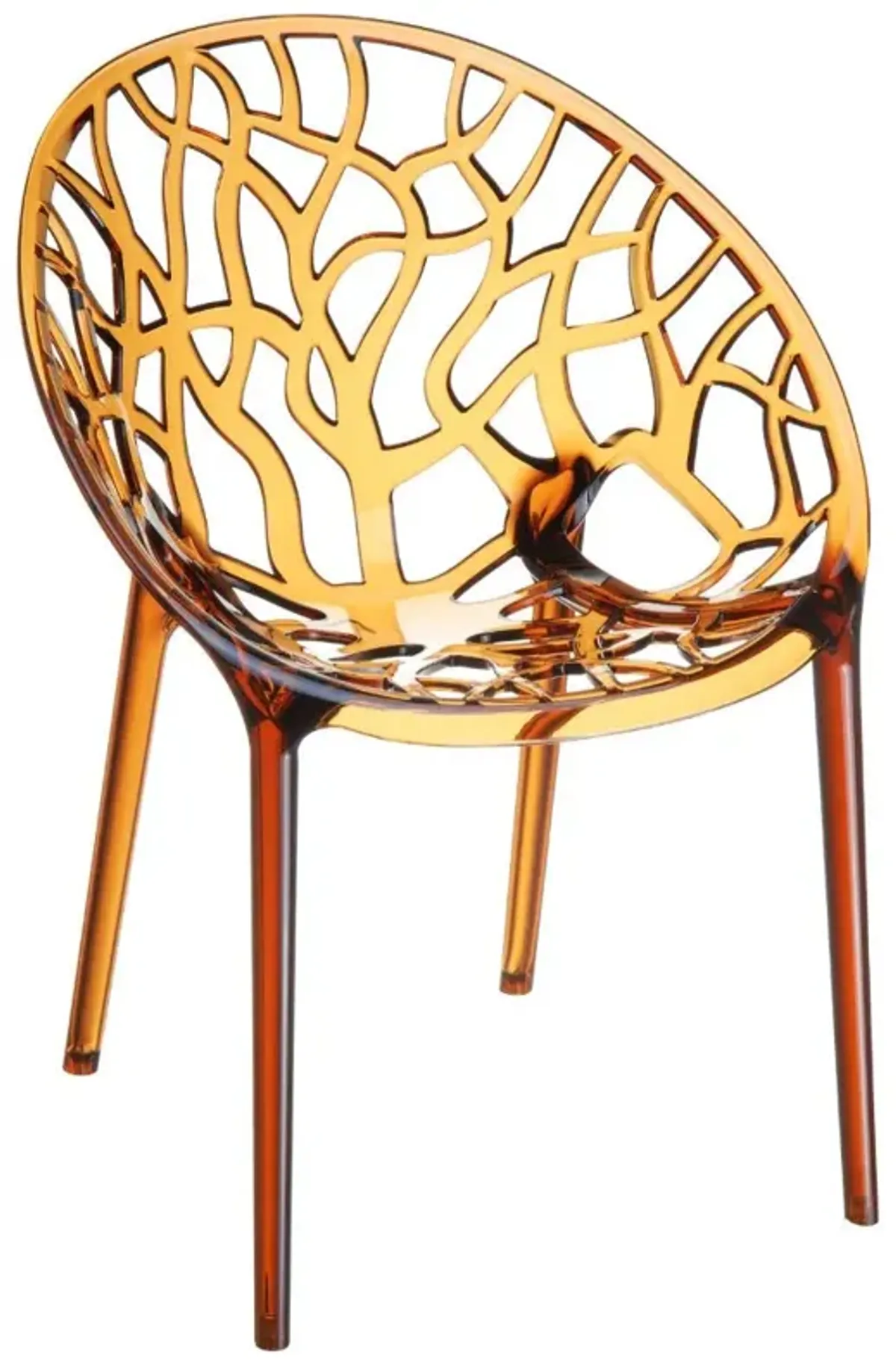 Compamia Crystal Polycarbonate Modern Dining Chair Transparent Amber