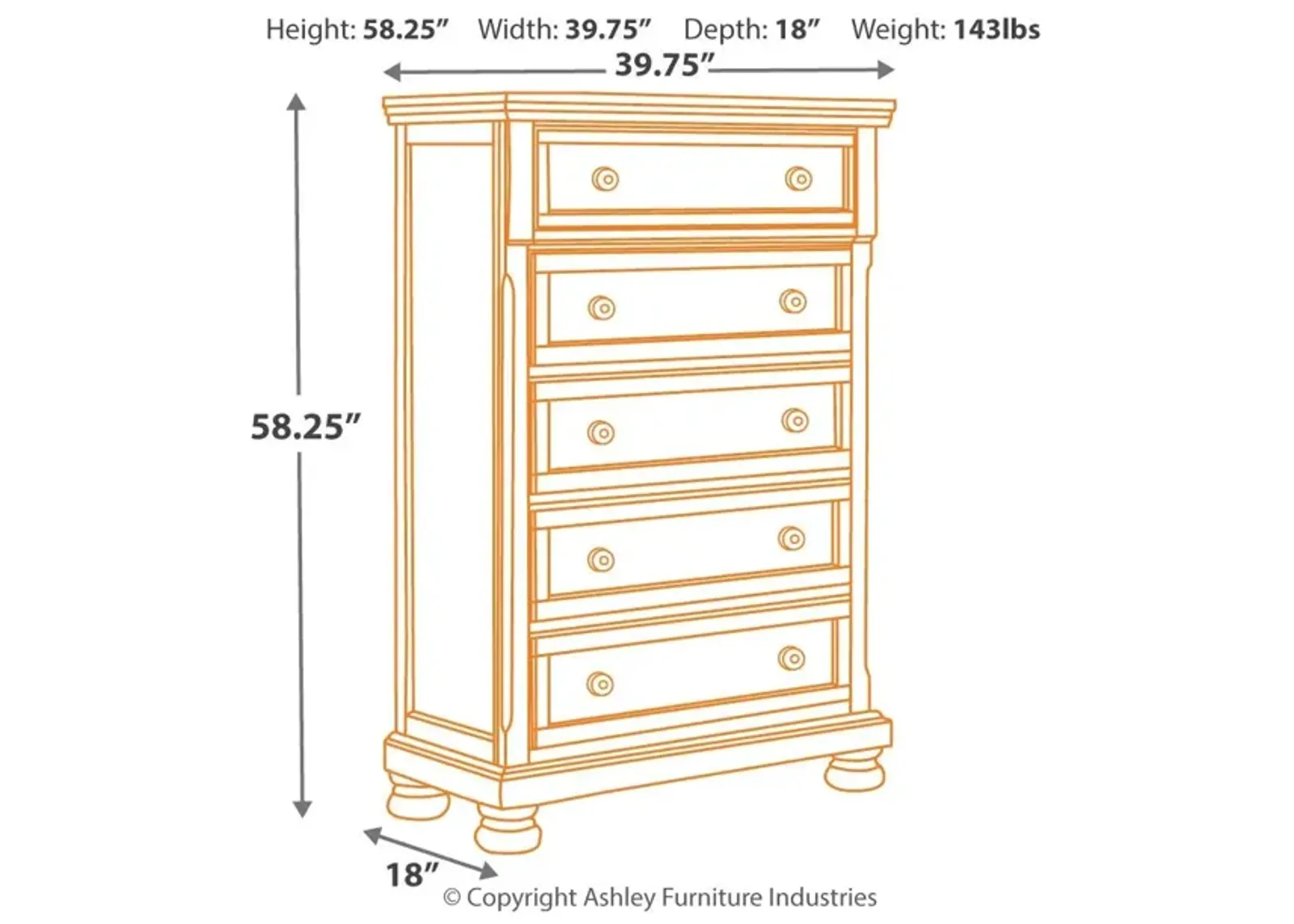 Ashley Porter Rustic Brown Millennium Chest