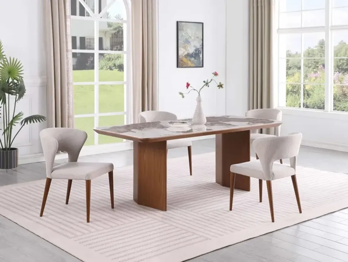 Chintaly Ruby Modern Dining Set with Ceramic Top Table & Open-Back Chairs