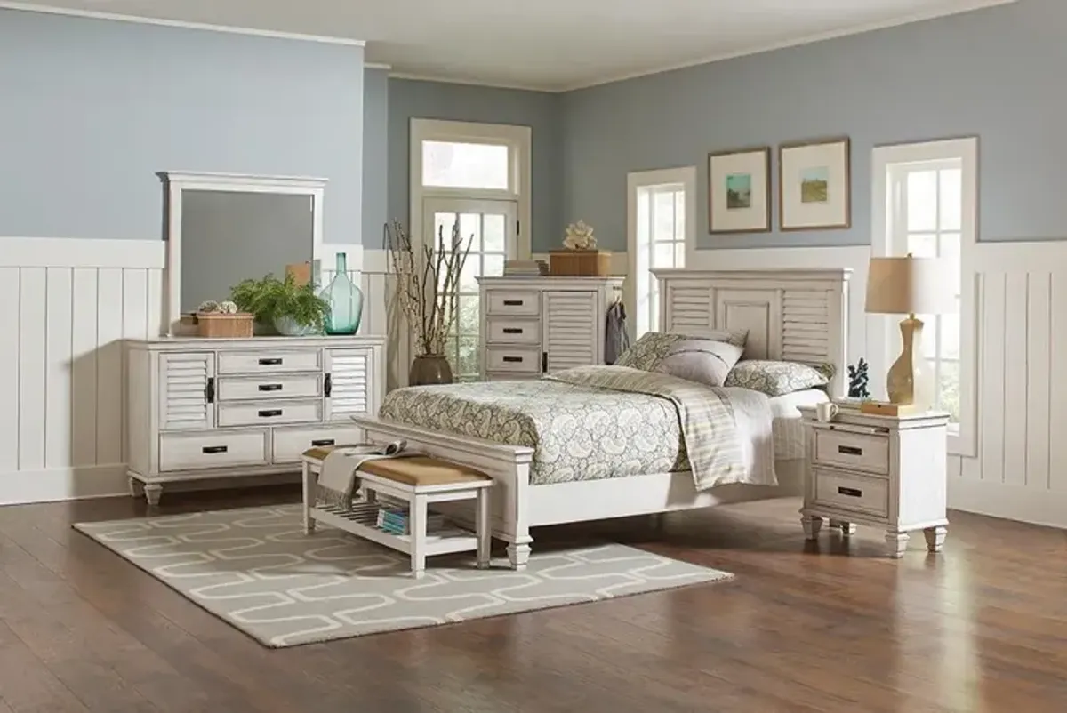 Coaster Franco Wood King Panel Bed Distressed White