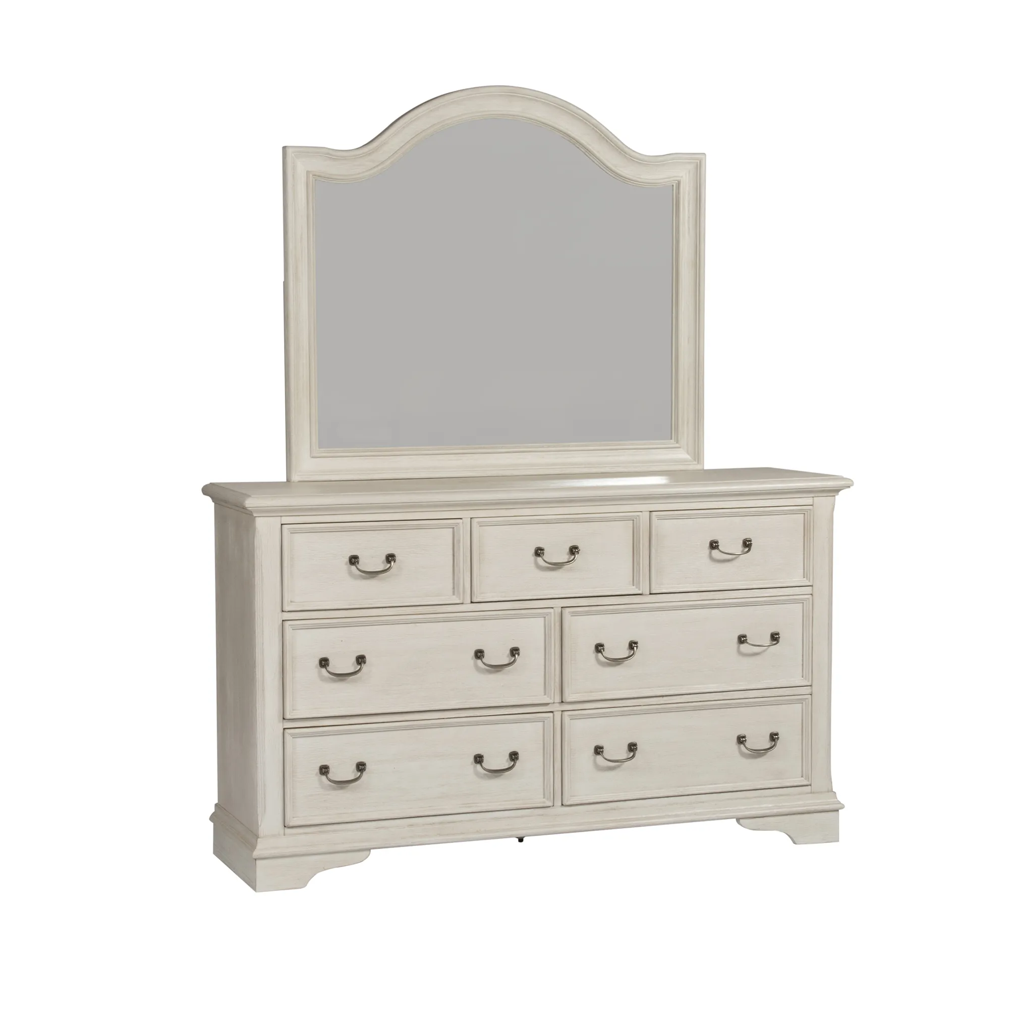 KING PANEL BED DRESSER & MIRROR CHEST NIGHT STAND - BAYSIDE