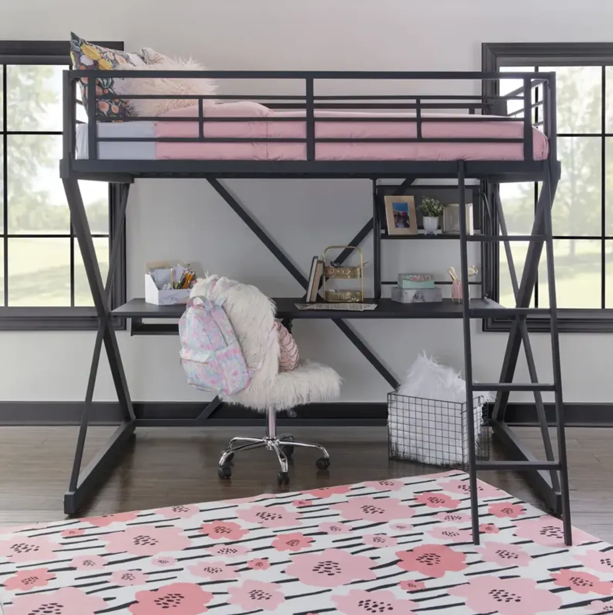 Powell Kids/Teens Z-Bedroom Full Size Study Loft Bunk Bed