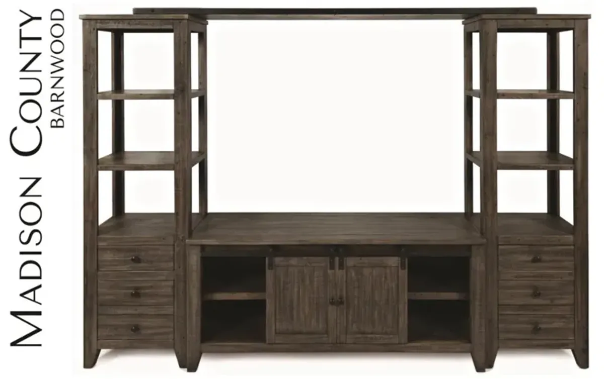 Jofran Madison County 60 Inch Barnwood Media Entertainment TV Stand