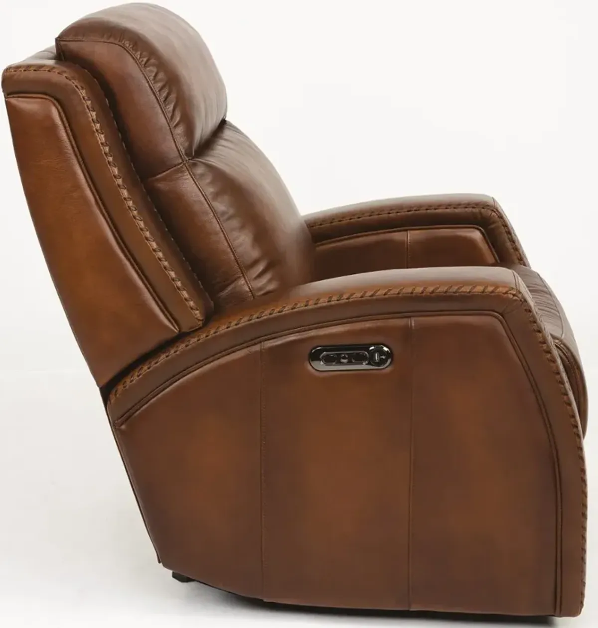 Flexsteel Mustang Brown Power Glider Leather Recliner with Power Headrest