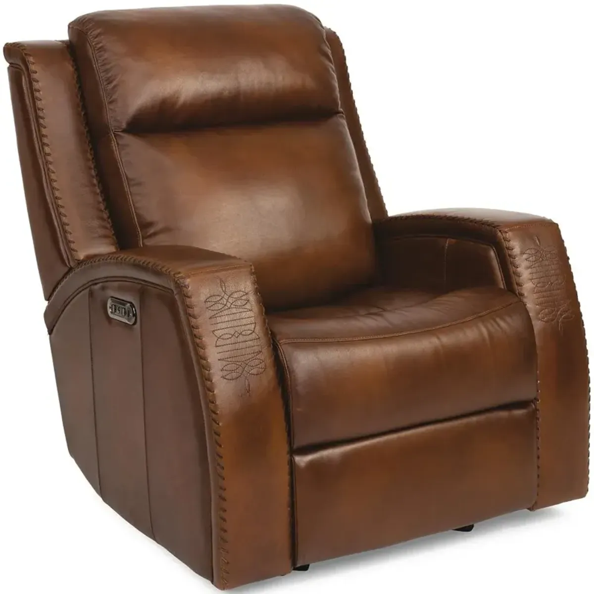 Flexsteel Mustang Brown Power Glider Leather Recliner with Power Headrest