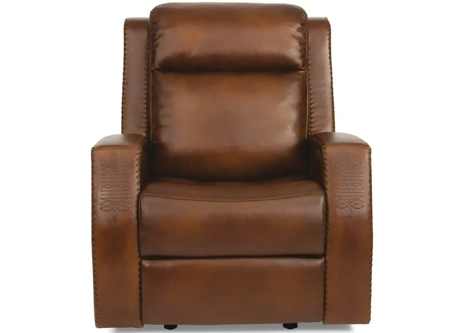 MUSTANG BROWN POWER GLIDER LEATHER RECLINER WITH POWER HEADREST