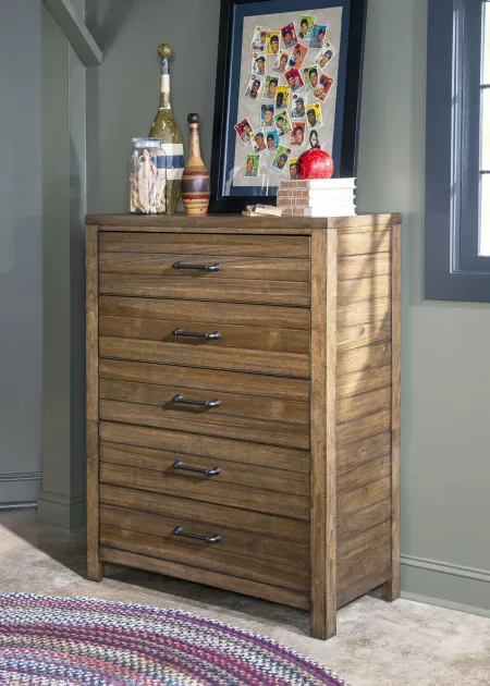 KID'S BROWN DRAWER CHEST BROWN FINISH - SUMMER CAMP