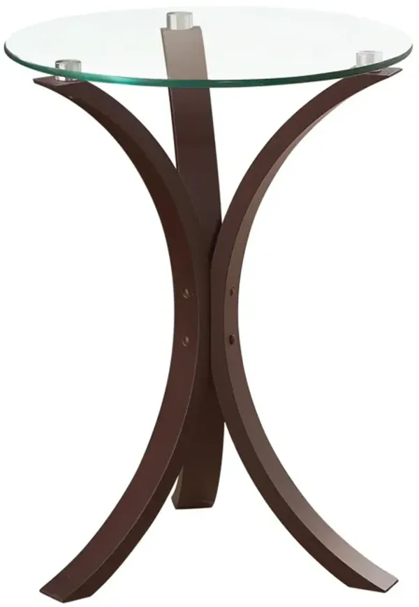 Coaster Edgar Round Glass Top Accent Side Table Cappuccino