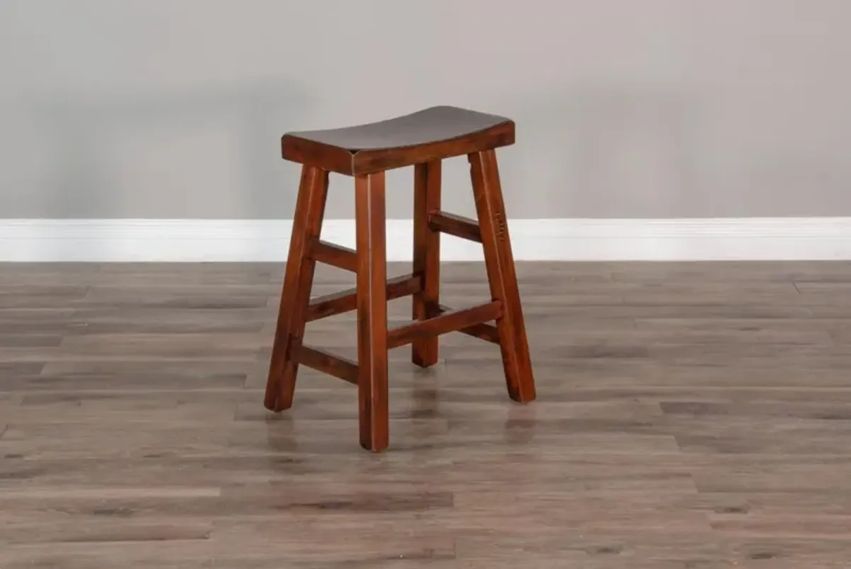 Sunny Designs Santa Fe Dark Chocolate 24 Inch Saddle Seat Stool Wood Seat