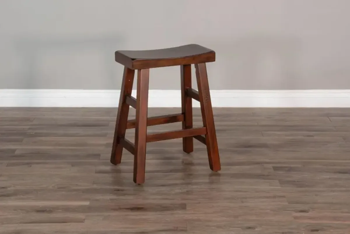 Sunny Designs Santa Fe Dark Chocolate 24 Inch Saddle Seat Stool Wood Seat