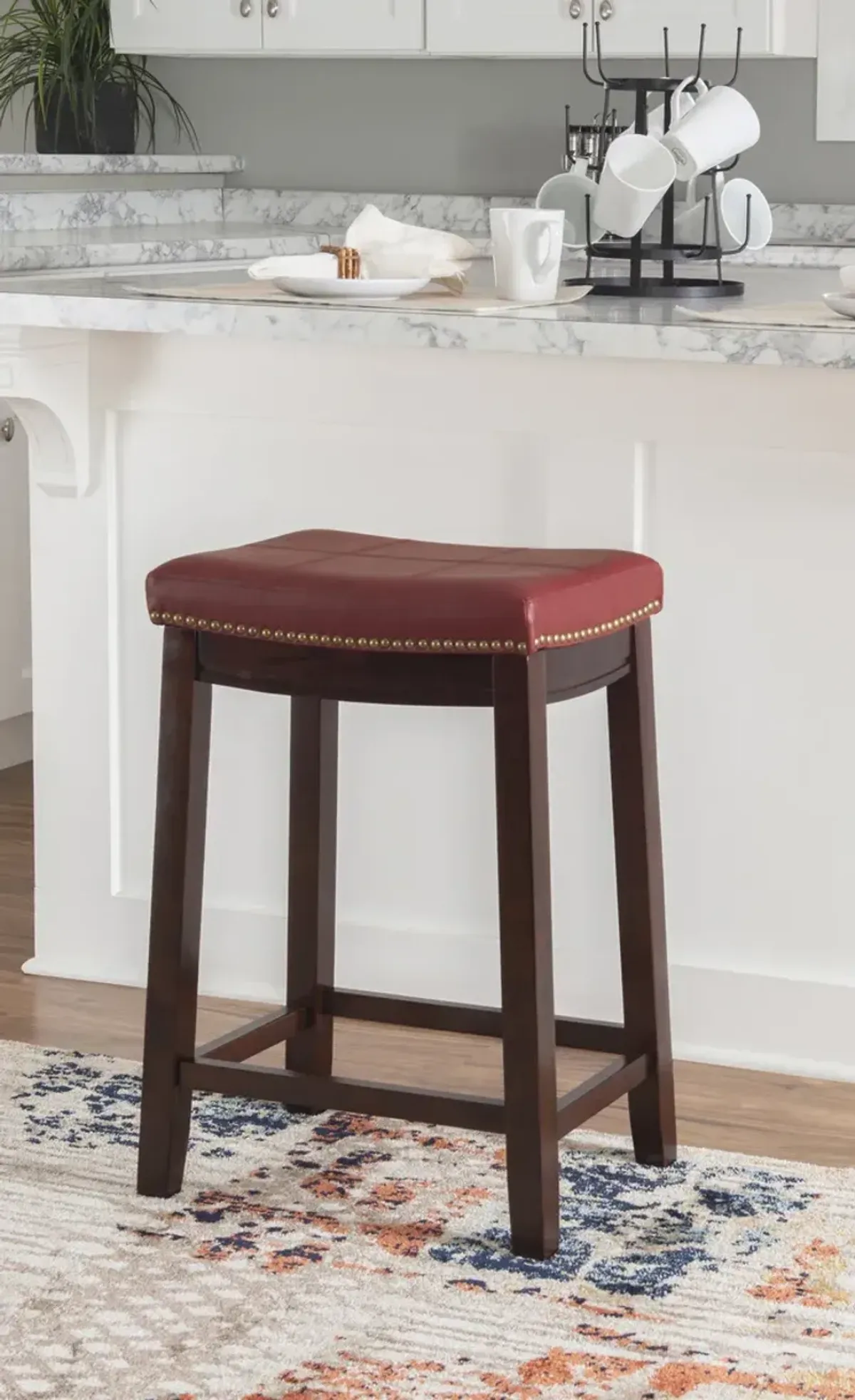 Linon Claridge Red Counter Stool