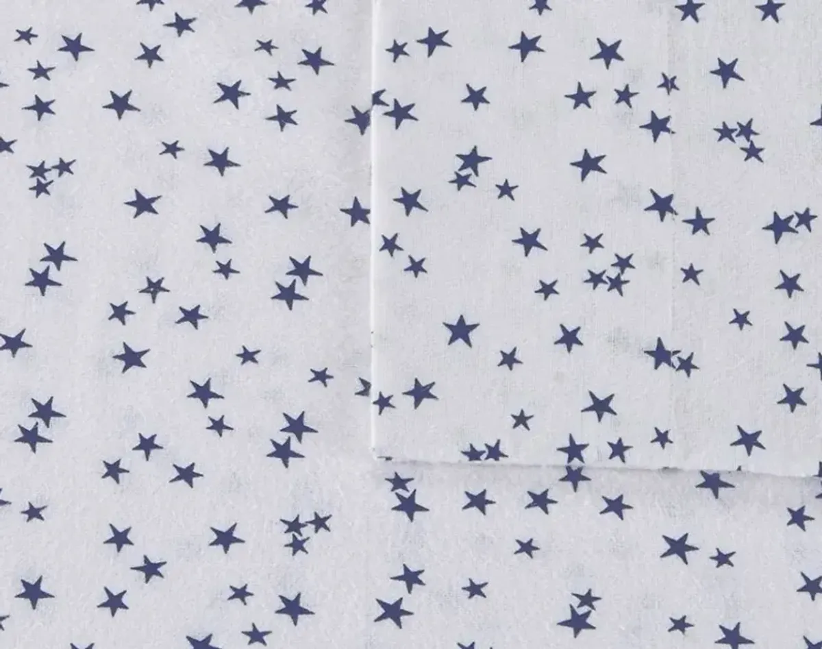 Olliix Intelligent Design Twin XL Blue Stars Cozy Soft Cotton Novelty Print Flannel Sheet Set