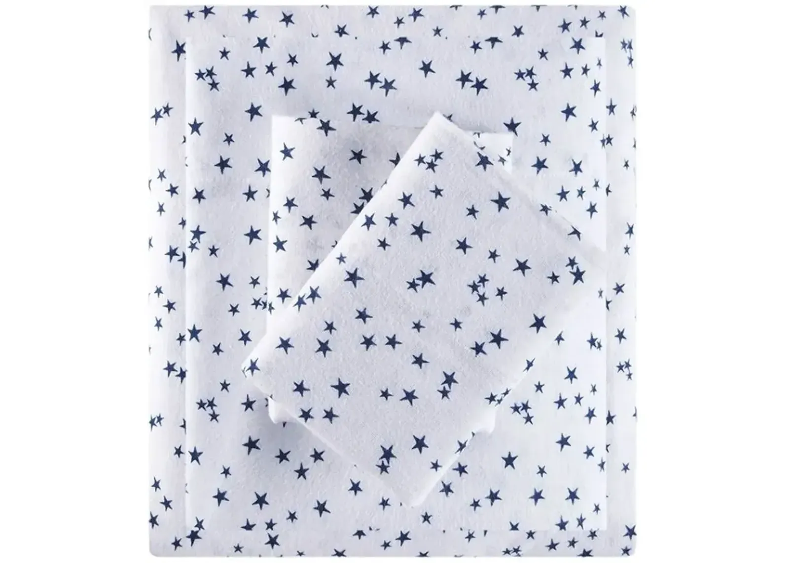 Olliix Intelligent Design Twin XL Blue Stars Cozy Soft Cotton Novelty Print Flannel Sheet Set